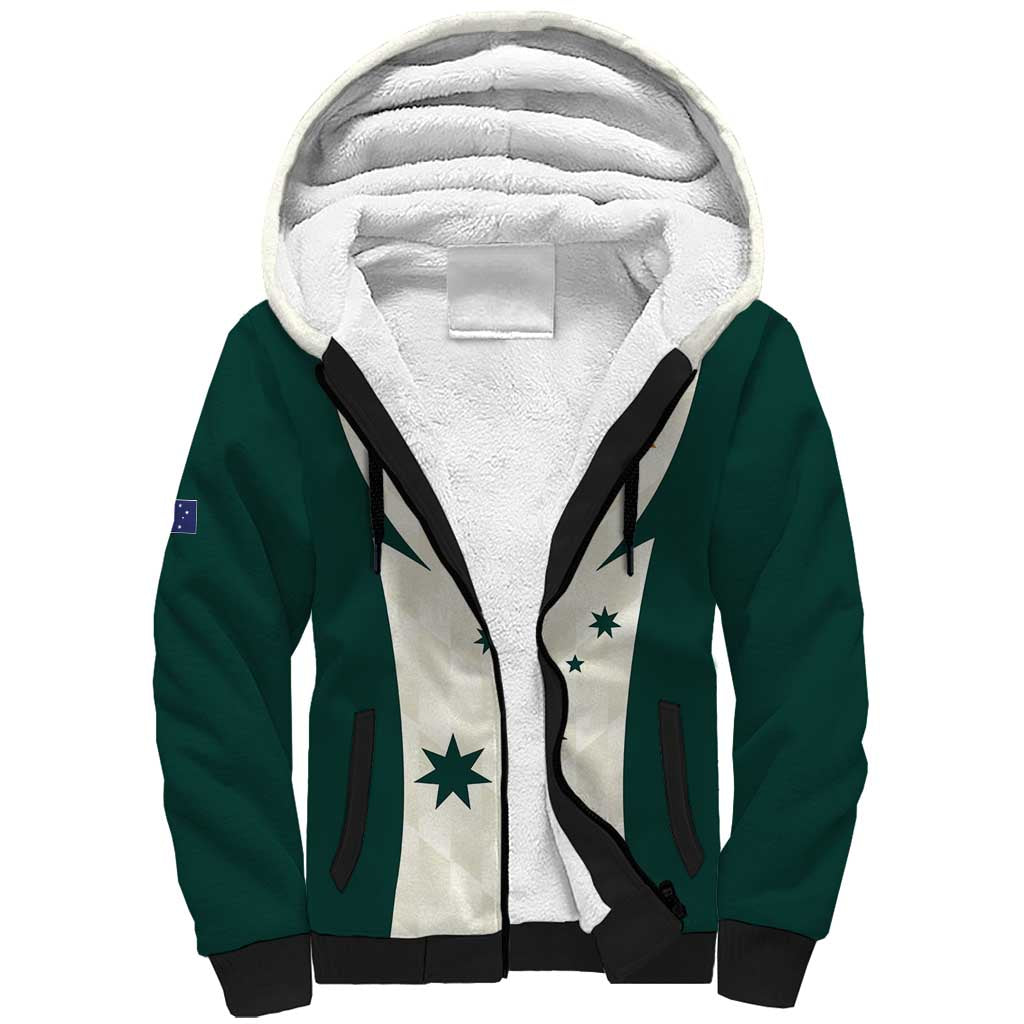 Australia Cricket Custom Sherpa Hoodie Go Aussie Test Dynamic White - Aussie Hoodie