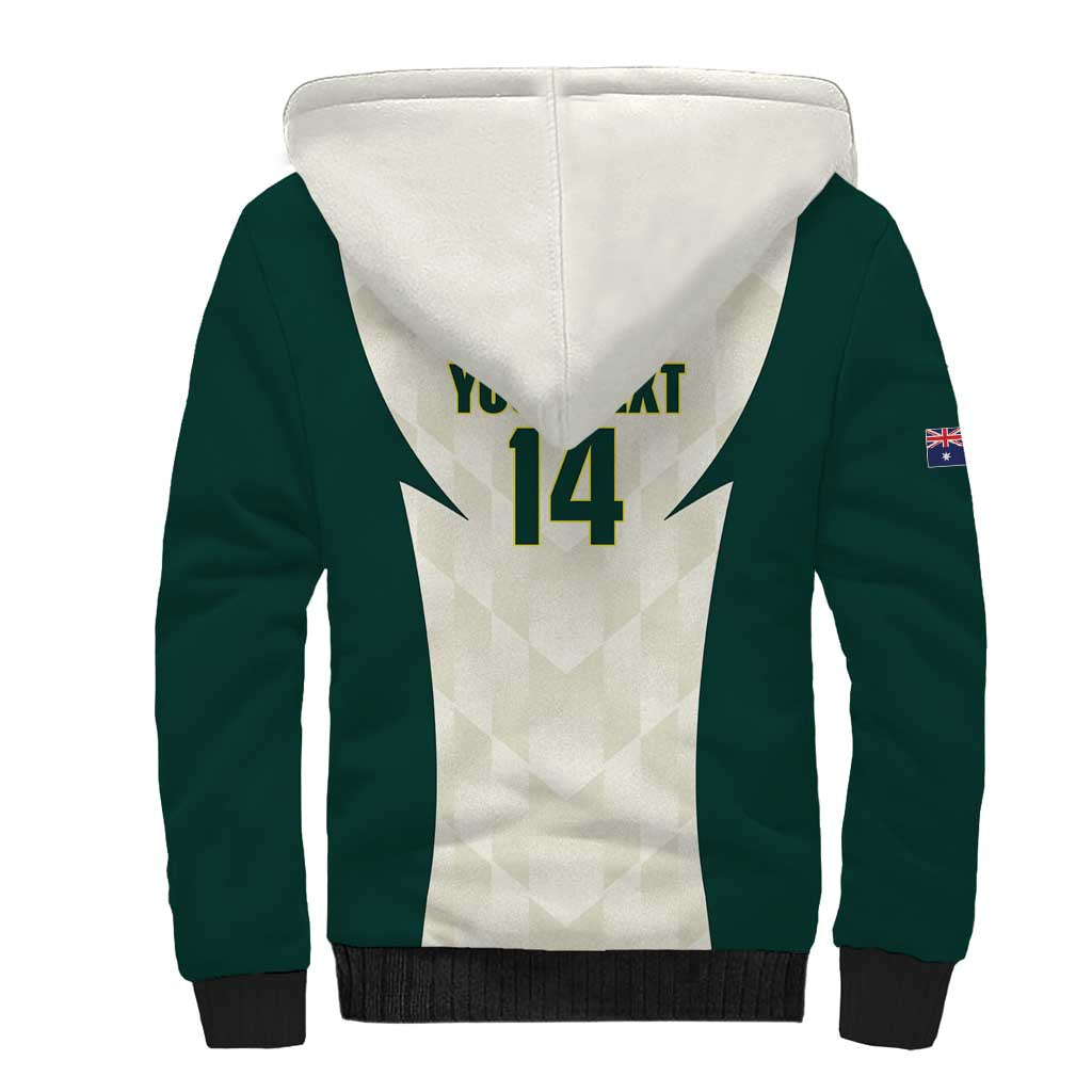 Australia Cricket Custom Sherpa Hoodie Go Aussie Test Dynamic White - Aussie Hoodie
