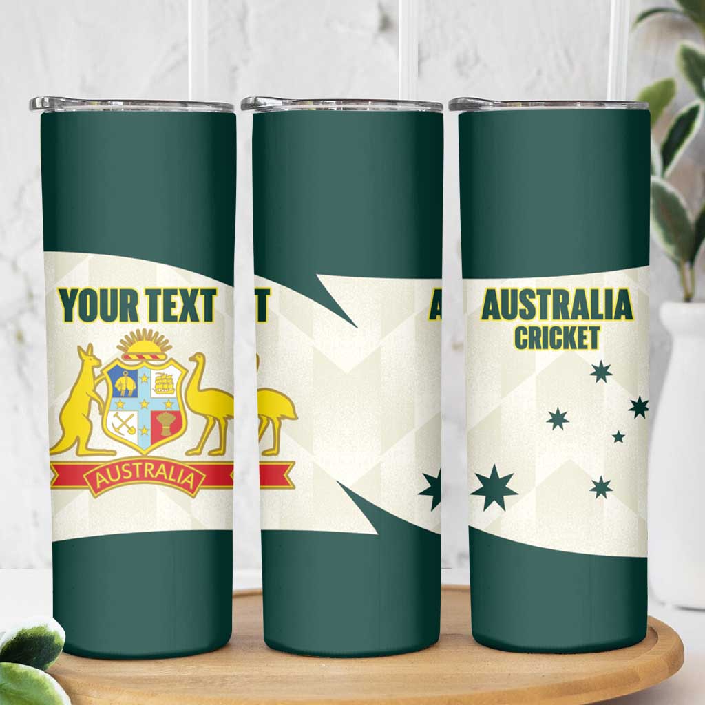 Australia Cricket Custom Skinny Tumbler Go Aussie Test Dynamic White - Aussie Hoodie