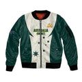 Australia Cricket Custom Sleeve Zip Bomber Jacket Go Aussie Test Dynamic White - Aussie Hoodie