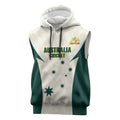 Australia Cricket Custom Sleeveless Hoodie Go Aussie Test Dynamic White - Aussie Hoodie