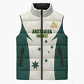 Australia Cricket Custom Sleeveless Puffer Jacket Go Aussie Test Dynamic White - Aussie Hoodie
