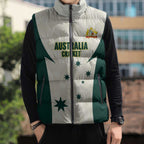 Australia Cricket Custom Sleeveless Puffer Jacket Go Aussie Test Dynamic White - Aussie Hoodie