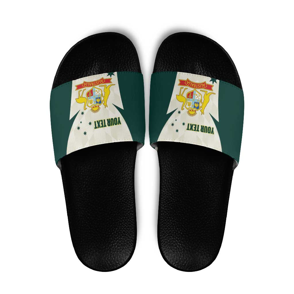Australia Cricket Custom Slide Sandals Go Aussie Test Dynamic White - Aussie Hoodie