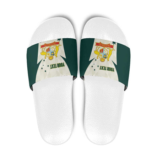 Australia Cricket Custom Slide Sandals Go Aussie Test Dynamic White - Aussie Hoodie