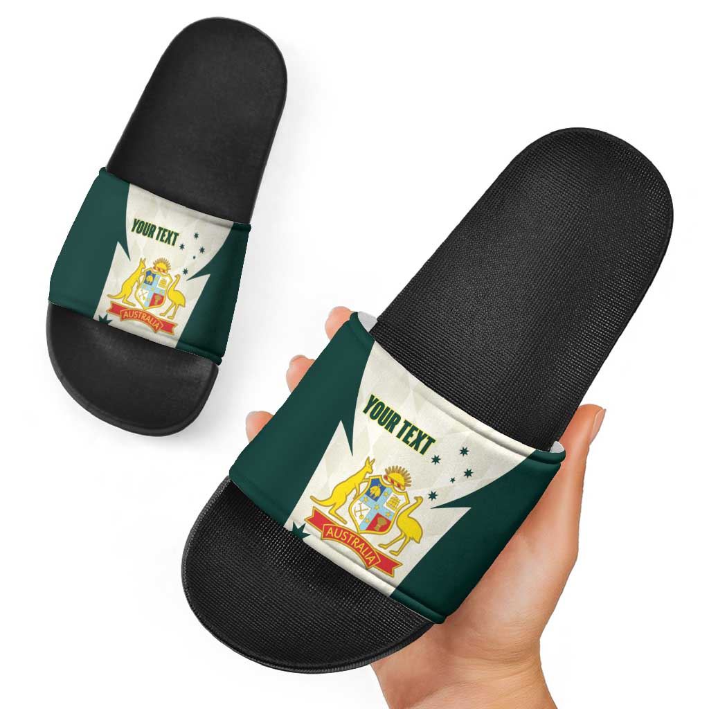 Australia Cricket Custom Slide Sandals Go Aussie Test Dynamic White - Aussie Hoodie