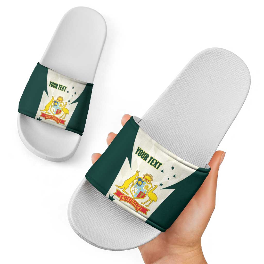 Australia Cricket Custom Slide Sandals Go Aussie Test Dynamic White - Aussie Hoodie