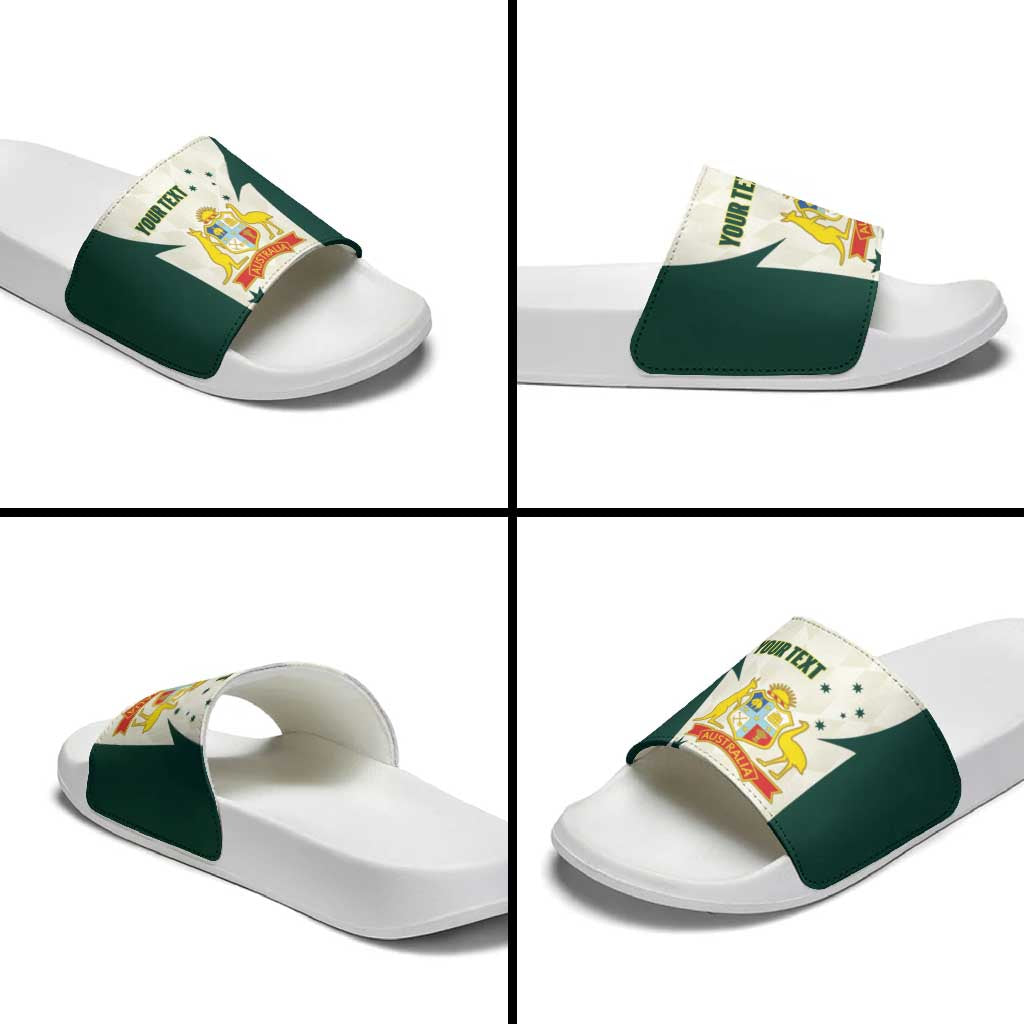 Australia Cricket Custom Slide Sandals Go Aussie Test Dynamic White - Aussie Hoodie