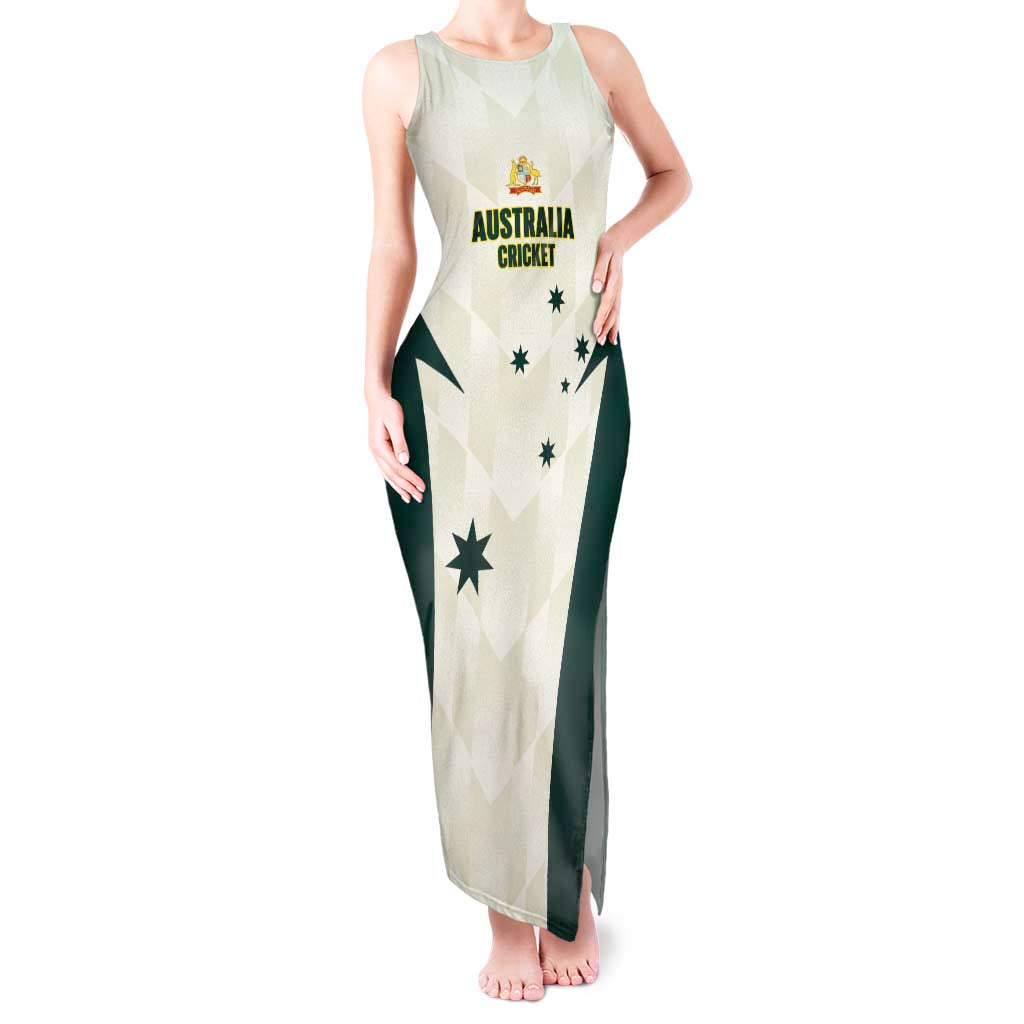 Australia Cricket Custom Tank Maxi Dress Go Aussie Test Dynamic White - Aussie Hoodie