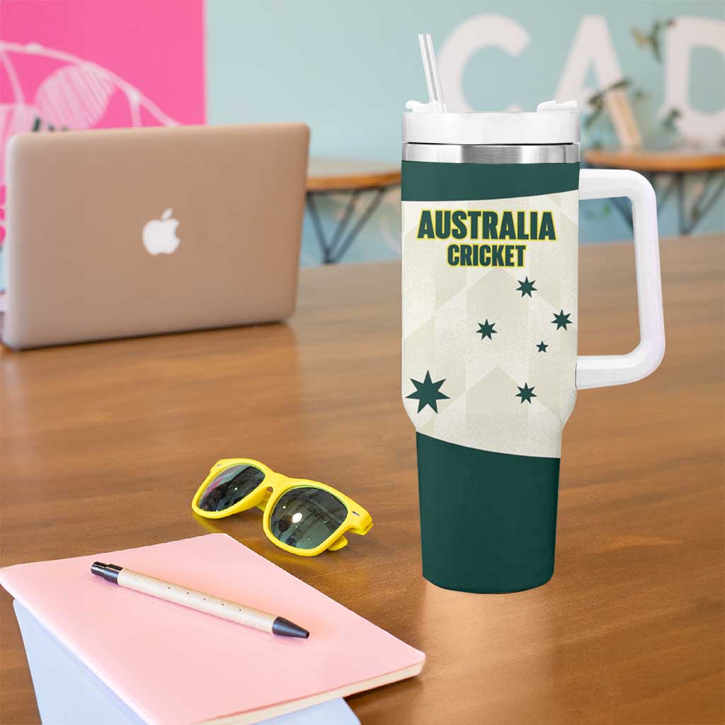 Australia Cricket Custom Tumbler With Handle Go Aussie Test Dynamic White - Aussie Hoodie