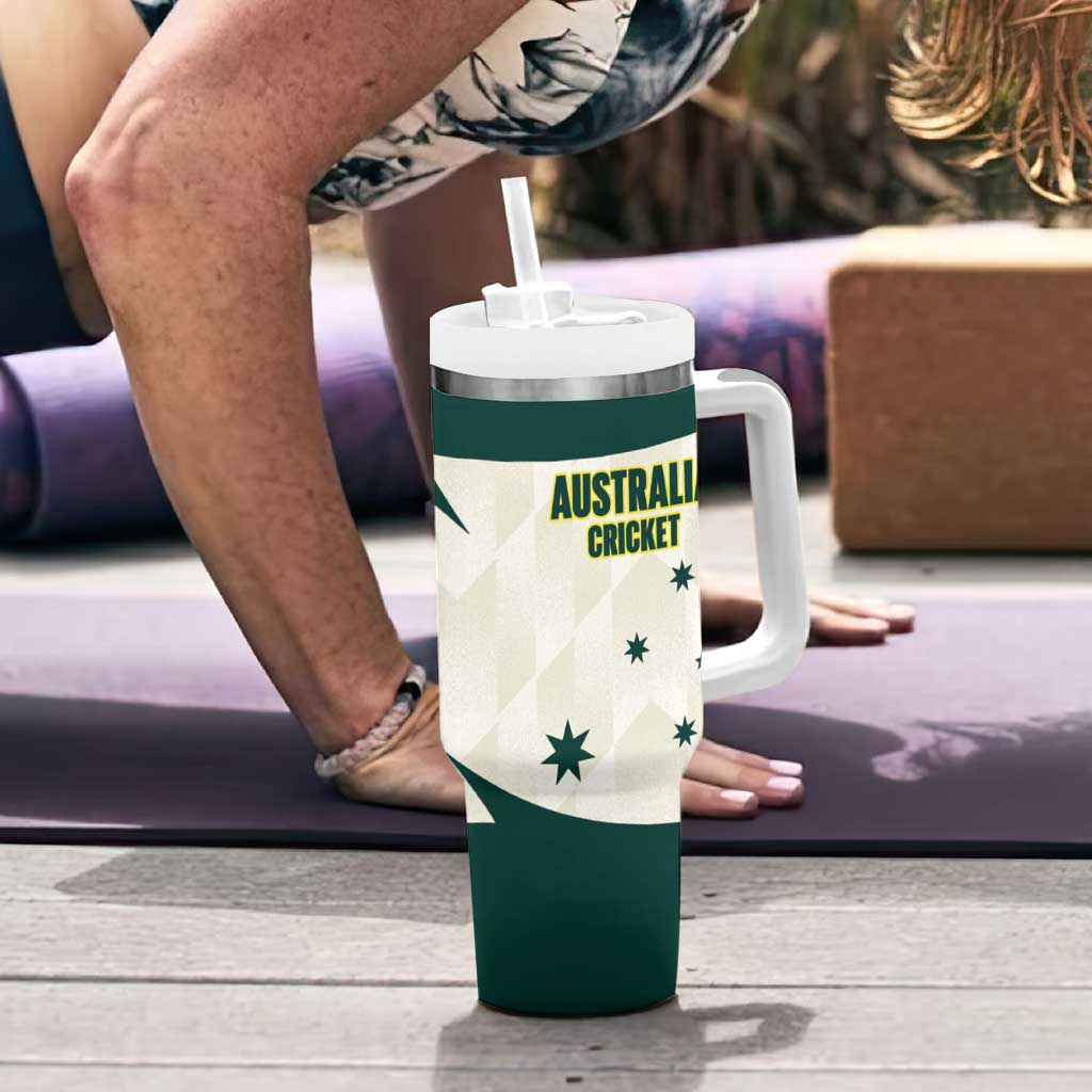 Australia Cricket Custom Tumbler With Handle Go Aussie Test Dynamic White - Aussie Hoodie