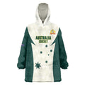 Australia Cricket Custom Wearable Blanket Hoodie Go Aussie Test Dynamic White - Aussie Hoodie