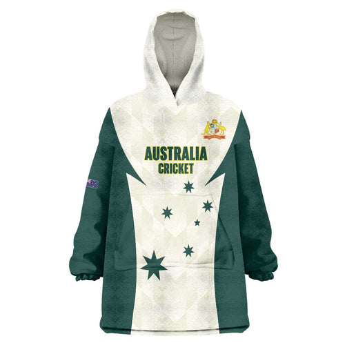 Australia Cricket Custom Wearable Blanket Hoodie Go Aussie Test Dynamic White - Aussie Hoodie
