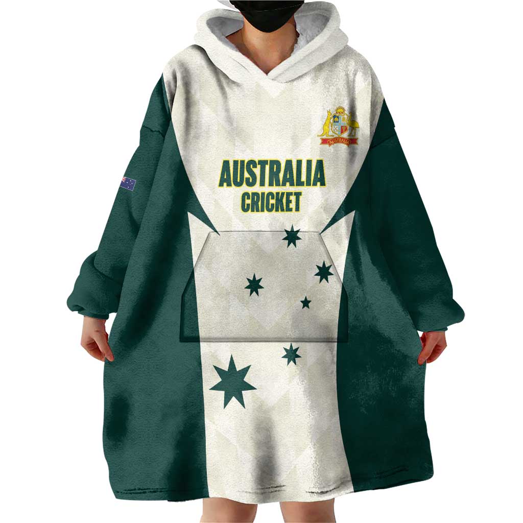 Australia Cricket Custom Wearable Blanket Hoodie Go Aussie Test Dynamic White - Aussie Hoodie