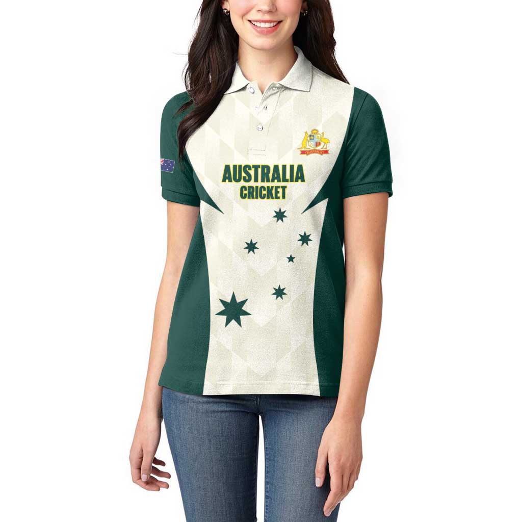 Australia Cricket Custom Women Polo Shirt Go Aussie Test Dynamic White - Aussie Hoodie