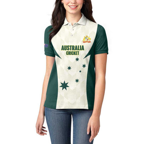 Australia Cricket Custom Women Polo Shirt Go Aussie Test Dynamic White - Aussie Hoodie