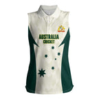 Australia Cricket Custom Women Sleeveless Polo Shirt Go Aussie Test Dynamic White - Aussie Hoodie