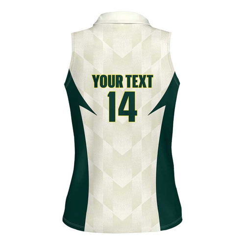 Australia Cricket Custom Women Sleeveless Polo Shirt Go Aussie Test Dynamic White - Aussie Hoodie