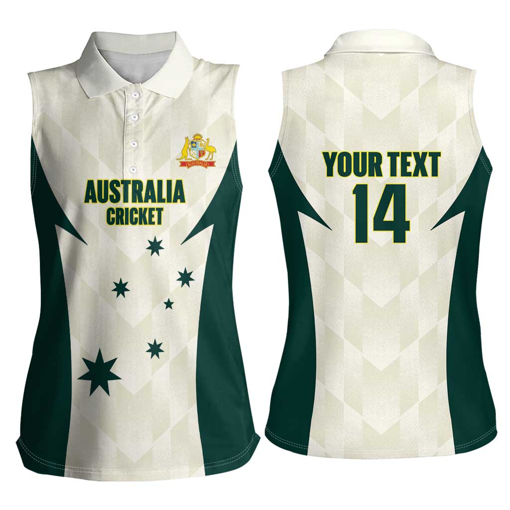 Australia Cricket Custom Women Sleeveless Polo Shirt Go Aussie Test Dynamic White - Aussie Hoodie