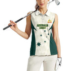Australia Cricket Custom Women Sleeveless Polo Shirt Go Aussie Test Dynamic White - Aussie Hoodie