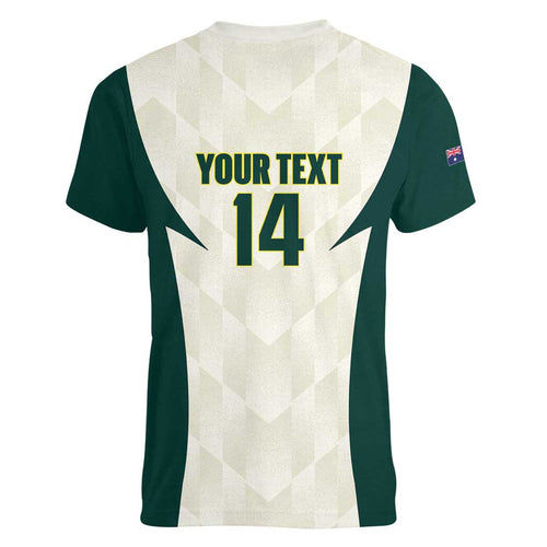 Australia Cricket Custom Women V-Neck T-Shirt Go Aussie Test Dynamic White - Aussie Hoodie