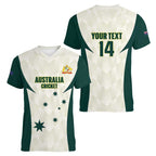 Australia Cricket Custom Women V-Neck T-Shirt Go Aussie Test Dynamic White - Aussie Hoodie
