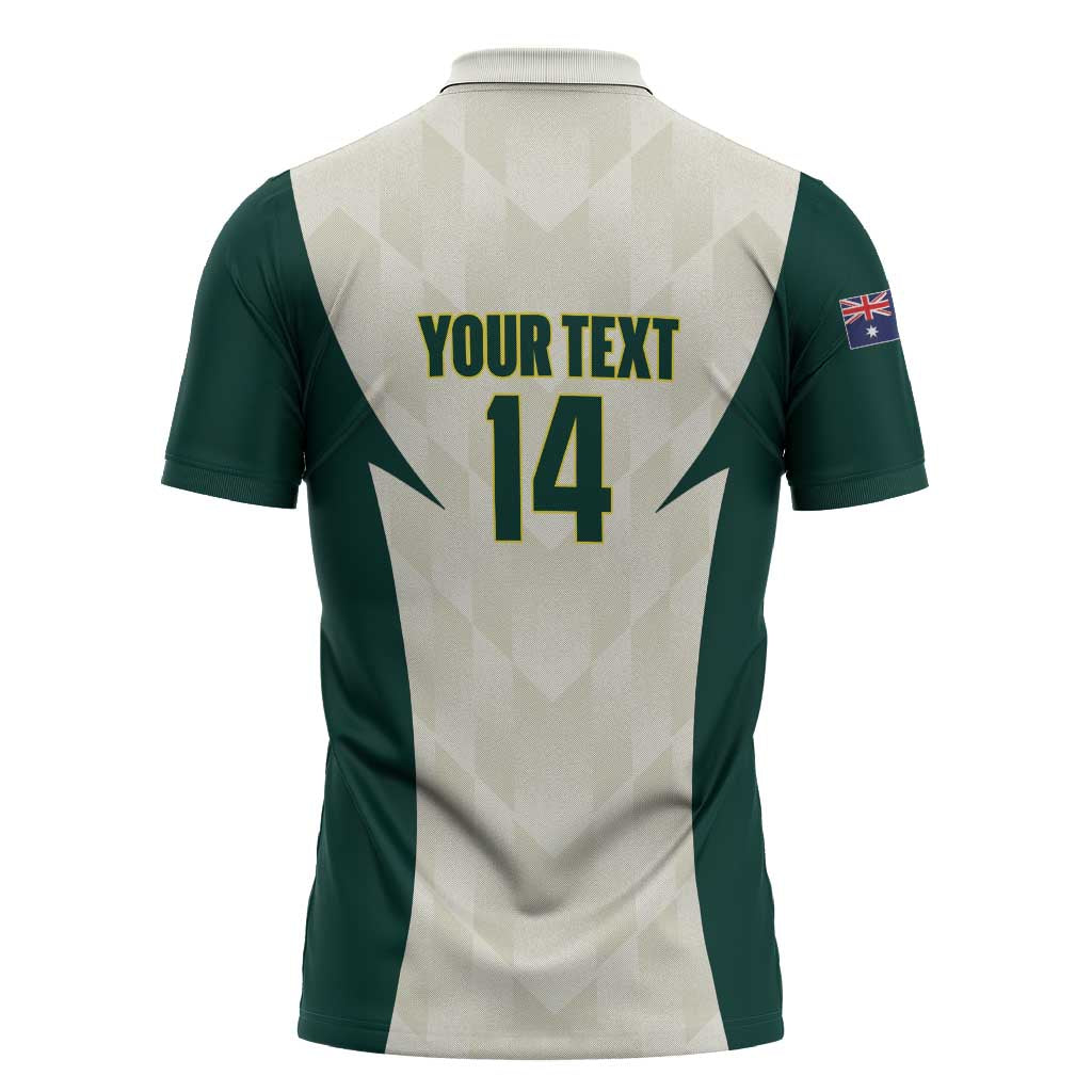 Australia Cricket Custom Zipper Polo Shirt Go Aussie Test Dynamic White - Aussie Hoodie