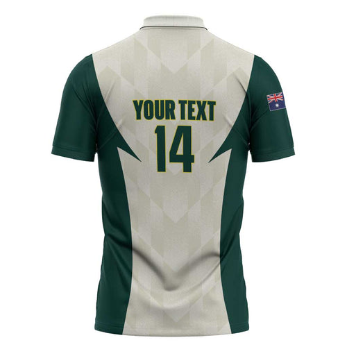 Australia Cricket Custom Zipper Polo Shirt Go Aussie Test Dynamic White - Aussie Hoodie