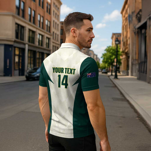 Australia Cricket Custom Zipper Polo Shirt Go Aussie Test Dynamic White - Aussie Hoodie