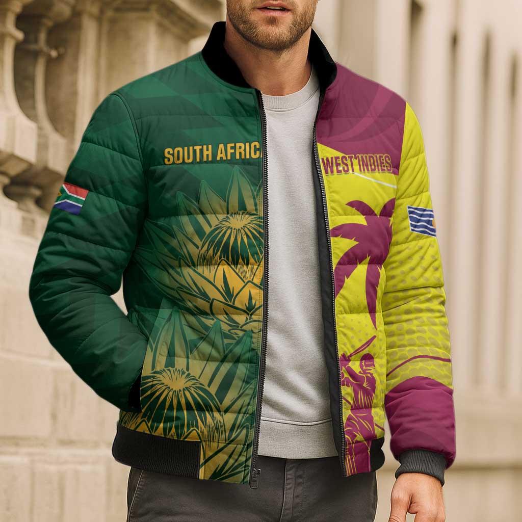 South Africa West Indies Cricket Custom Bomber Puffer Jacket Proteas Windies Together - Aussie Hoodie