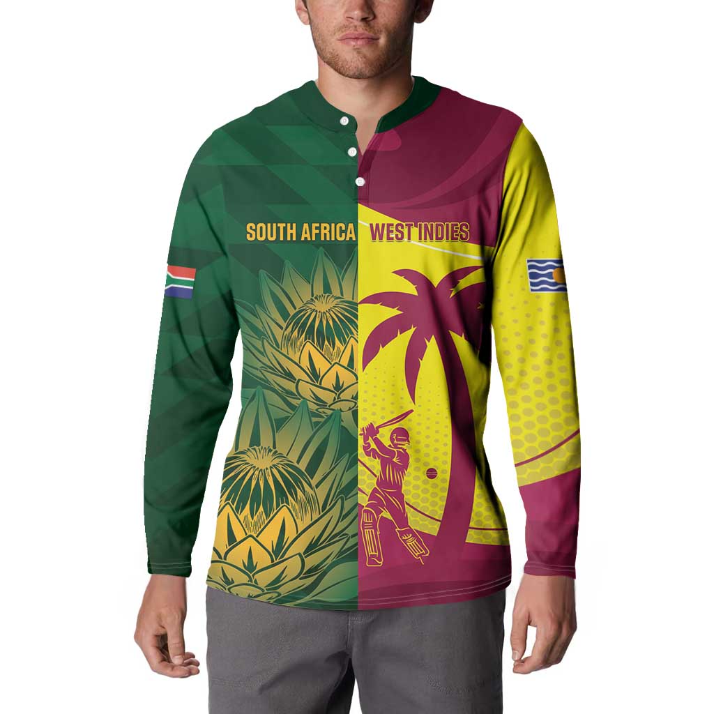 South Africa West Indies Cricket Custom Button Sweatshirt Proteas Windies Together - Aussie Hoodie