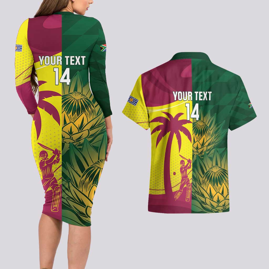 South Africa West Indies Cricket Custom Couples Matching Long Sleeve Bodycon Dress and Hawaiian Shirt Proteas Windies Together - Aussie Hoodie