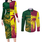 South Africa West Indies Cricket Custom Couples Matching Long Sleeve Bodycon Dress and Long Sleeve Button Shirt Proteas Windies Together - Aussie Hoodie