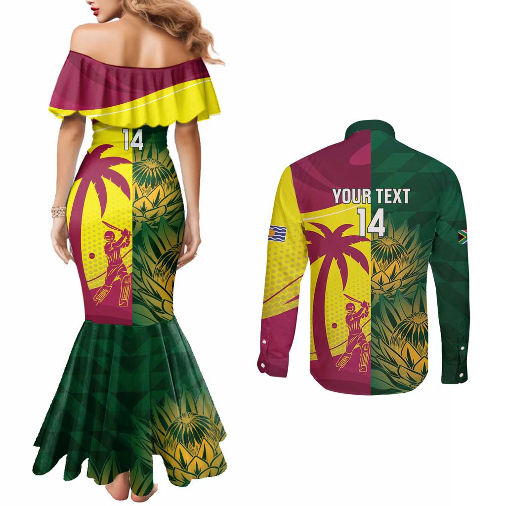 South Africa West Indies Cricket Custom Couples Matching Mermaid Dress and Long Sleeve Button Shirt Proteas Windies Together - Aussie Hoodie