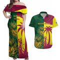 South Africa West Indies Cricket Custom Couples Matching Off Shoulder Maxi Dress and Hawaiian Shirt Proteas Windies Together - Aussie Hoodie