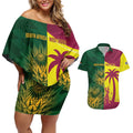 South Africa West Indies Cricket Custom Couples Matching Off Shoulder Short Dress and Hawaiian Shirt Proteas Windies Together - Aussie Hoodie