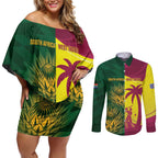 South Africa West Indies Cricket Custom Couples Matching Off Shoulder Short Dress and Long Sleeve Button Shirt Proteas Windies Together - Aussie Hoodie