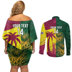 South Africa West Indies Cricket Custom Couples Matching Off Shoulder Short Dress and Long Sleeve Button Shirt Proteas Windies Together - Aussie Hoodie