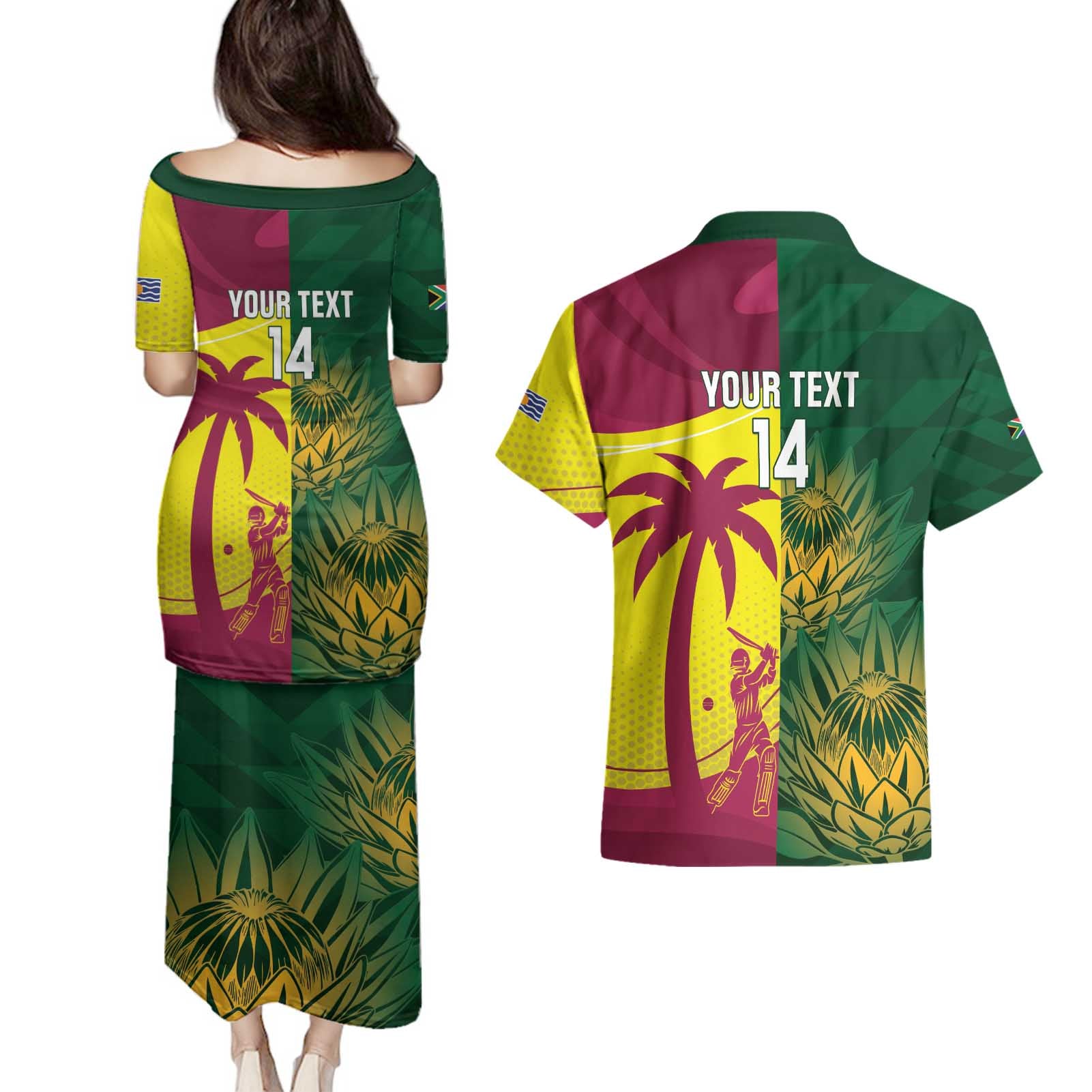 South Africa West Indies Cricket Custom Couples Matching Puletasi and Hawaiian Shirt Proteas Windies Together - Aussie Hoodie