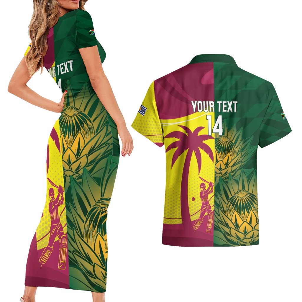 South Africa West Indies Cricket Custom Couples Matching Short Sleeve Bodycon Dress and Hawaiian Shirt Proteas Windies Together - Aussie Hoodie