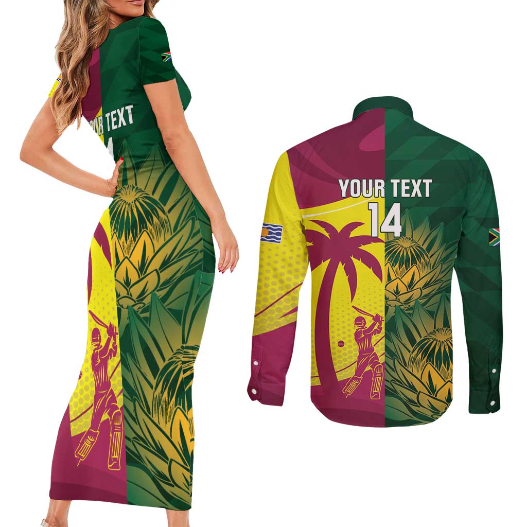 South Africa West Indies Cricket Custom Couples Matching Short Sleeve Bodycon Dress and Long Sleeve Button Shirt Proteas Windies Together - Aussie Hoodie