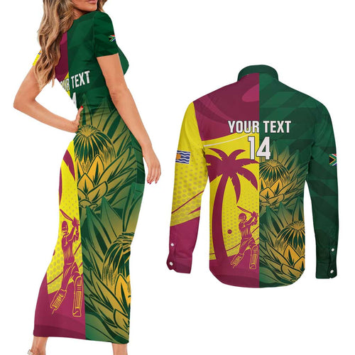 South Africa West Indies Cricket Custom Couples Matching Short Sleeve Bodycon Dress and Long Sleeve Button Shirt Proteas Windies Together - Aussie Hoodie