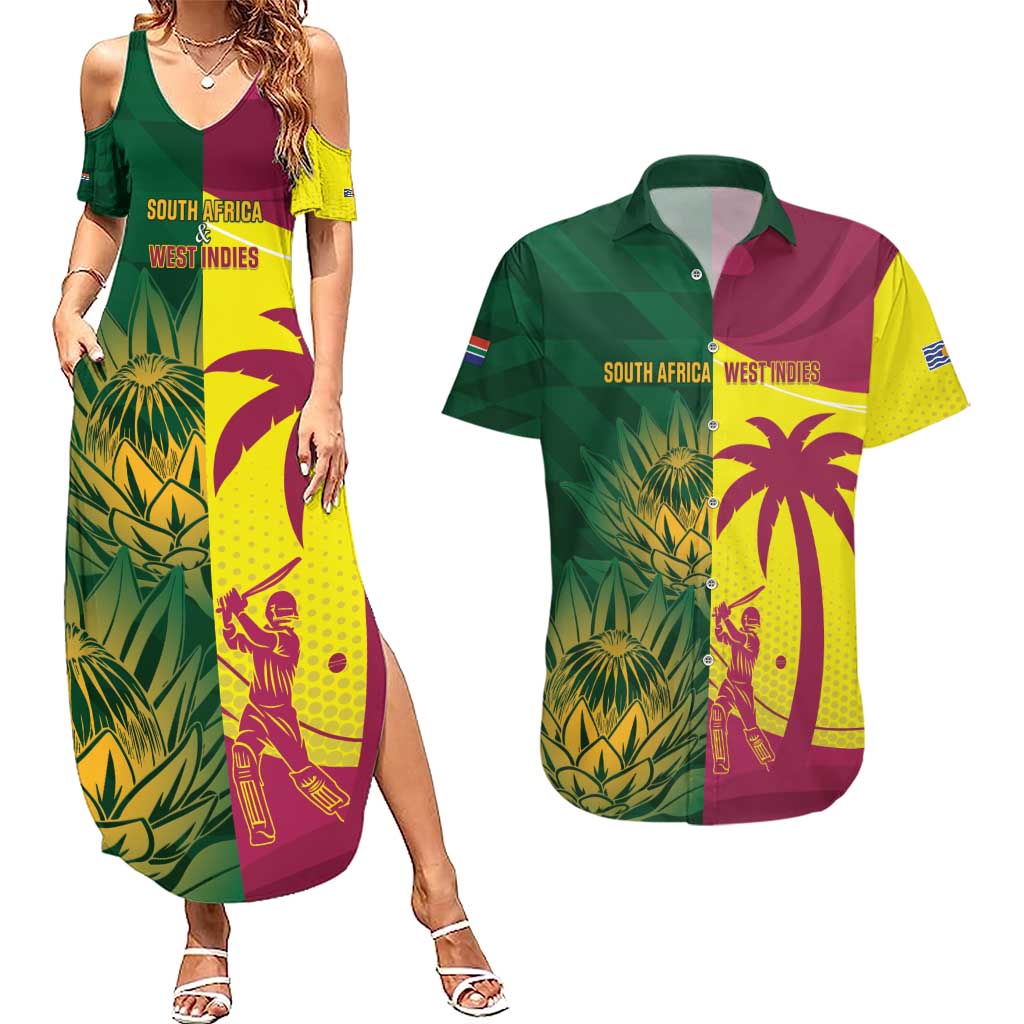 South Africa West Indies Cricket Custom Couples Matching Summer Maxi Dress and Hawaiian Shirt Proteas Windies Together - Aussie Hoodie