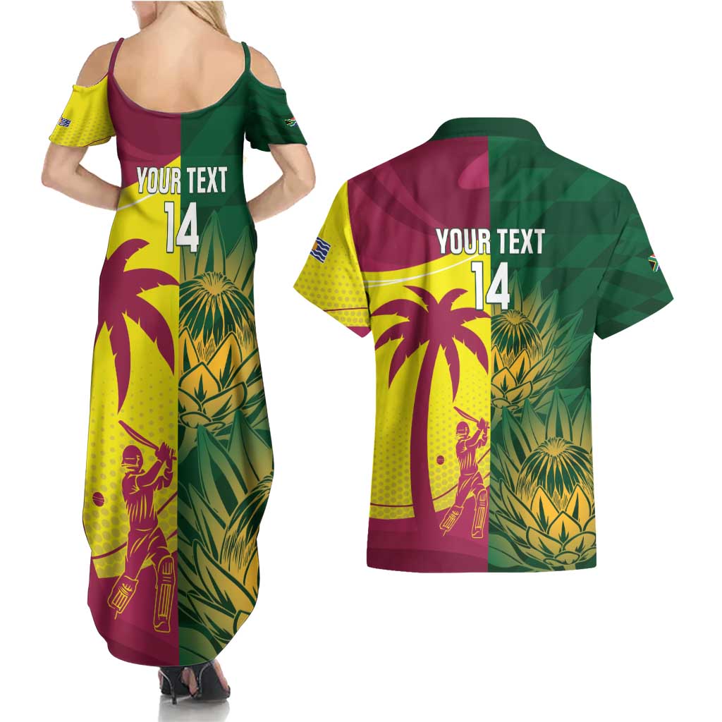 South Africa West Indies Cricket Custom Couples Matching Summer Maxi Dress and Hawaiian Shirt Proteas Windies Together - Aussie Hoodie