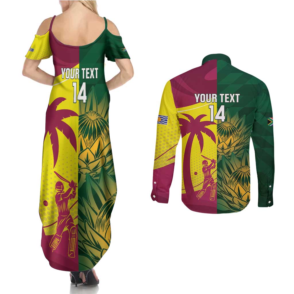South Africa West Indies Cricket Custom Couples Matching Summer Maxi Dress and Long Sleeve Button Shirt Proteas Windies Together - Aussie Hoodie