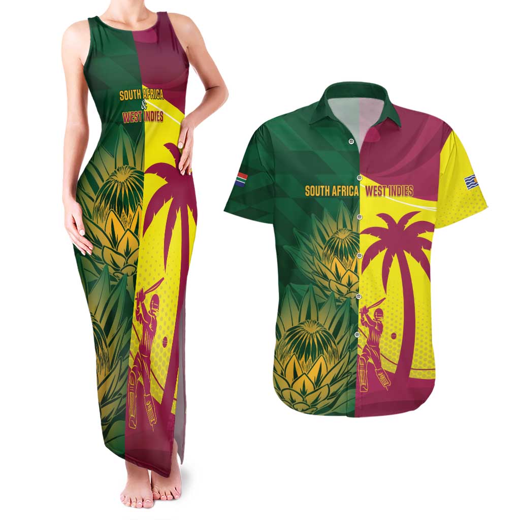 South Africa West Indies Cricket Custom Couples Matching Tank Maxi Dress and Hawaiian Shirt Proteas Windies Together - Aussie Hoodie