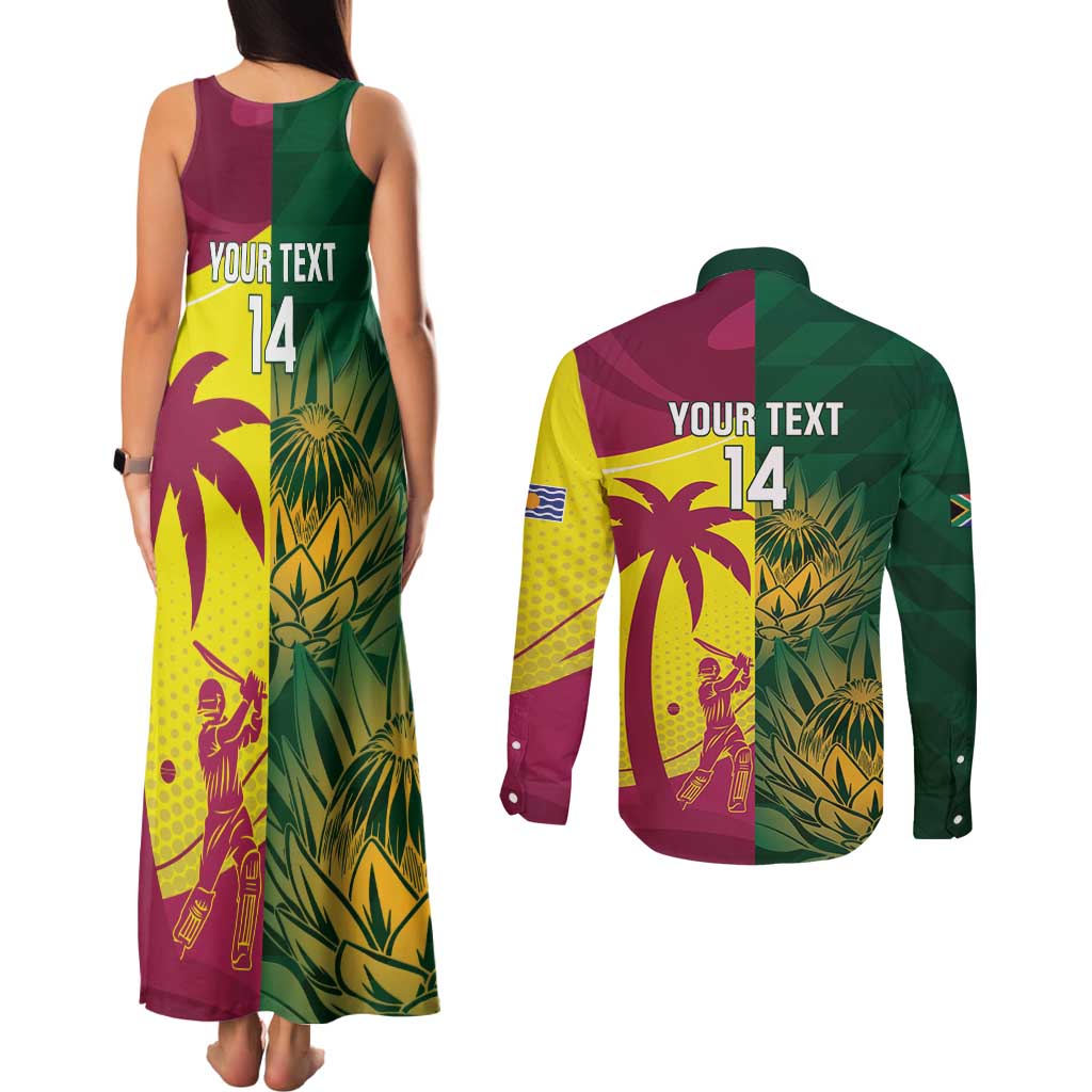 South Africa West Indies Cricket Custom Couples Matching Tank Maxi Dress and Long Sleeve Button Shirt Proteas Windies Together - Aussie Hoodie
