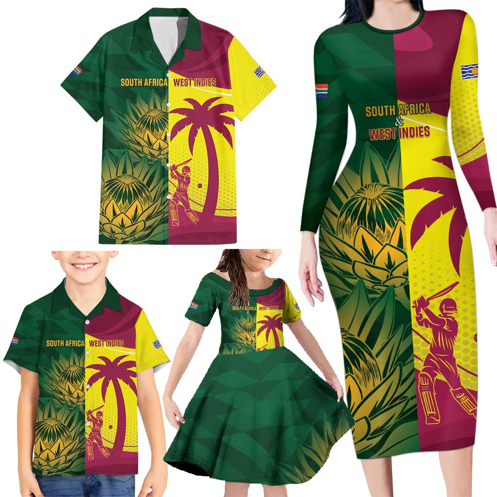 South Africa West Indies Cricket Custom Family Matching Long Sleeve Bodycon Dress and Hawaiian Shirt Proteas Windies Together - Aussie Hoodie