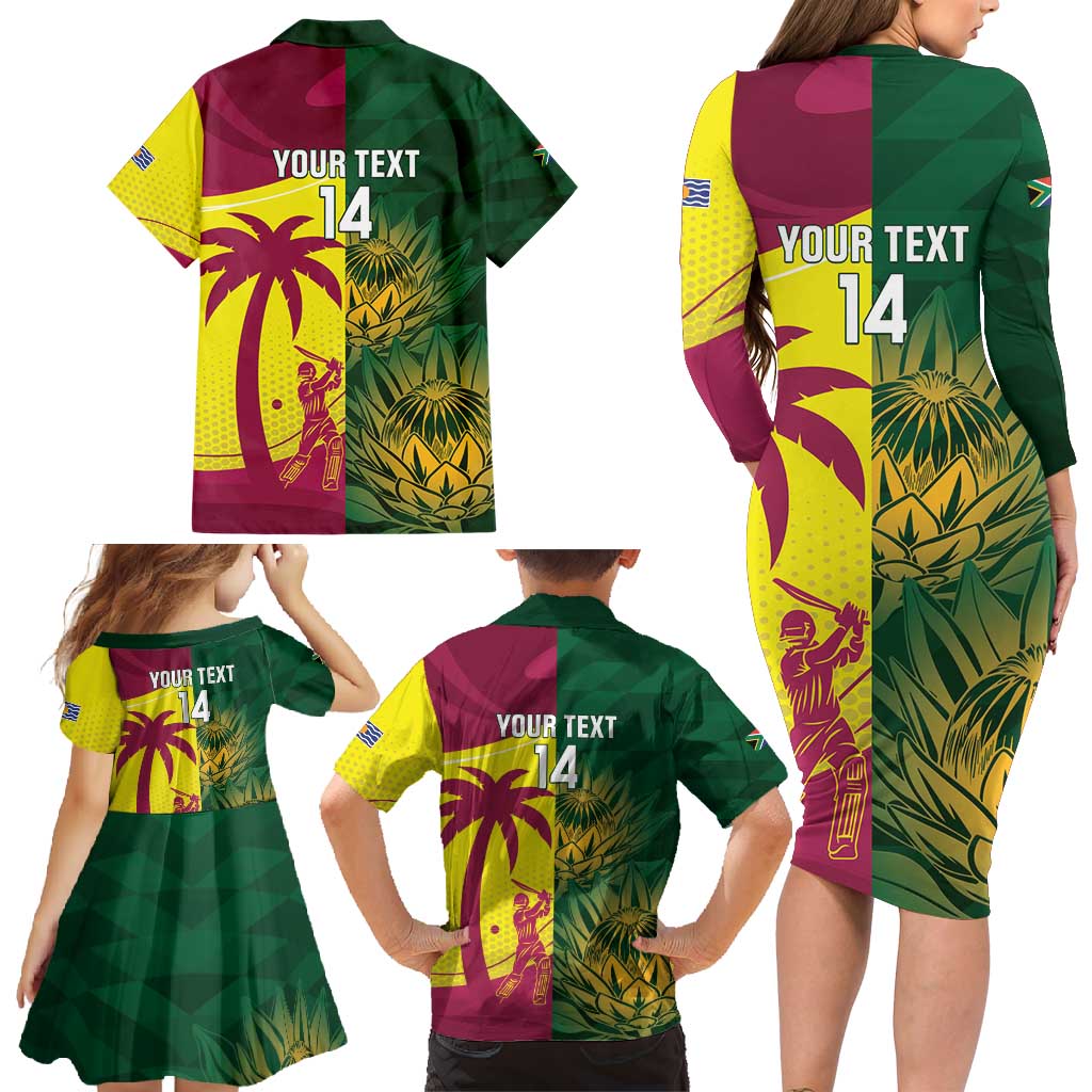 South Africa West Indies Cricket Custom Family Matching Long Sleeve Bodycon Dress and Hawaiian Shirt Proteas Windies Together - Aussie Hoodie
