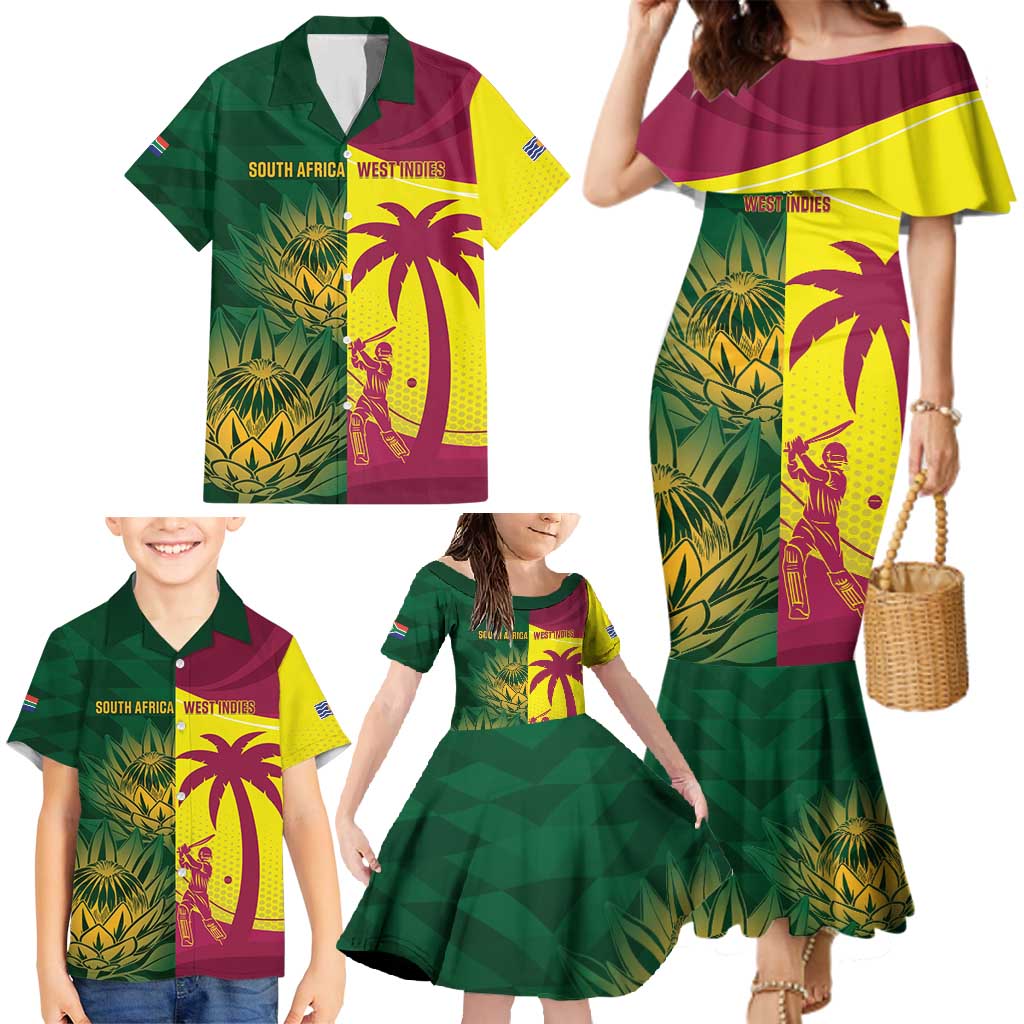 South Africa West Indies Cricket Custom Family Matching Mermaid Dress and Hawaiian Shirt Proteas Windies Together - Aussie Hoodie